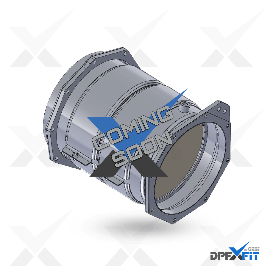 GESi-0110 diesel particulate filter rendering marked Coming Soon